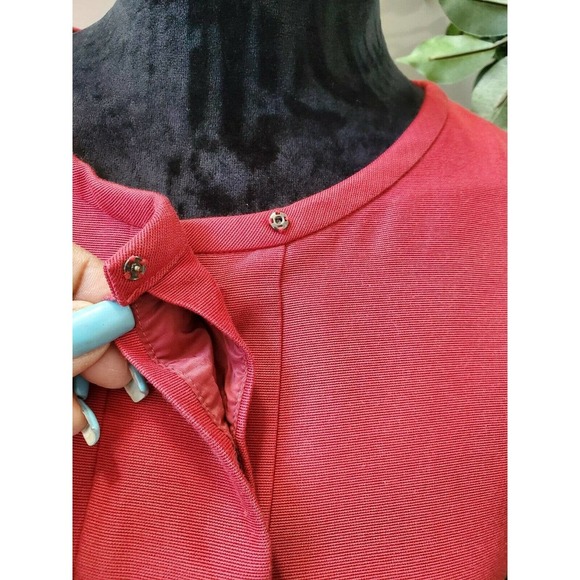 Talbots Women Solid Red Cotton Round Neck Sleeveless Knee Length Dress Size 14P - Picture 6 of 12